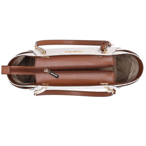 Michael Kors Jet Set Travel Large Chain Shoulder Tote Vanilla MK Signature - Picture 4 of 5